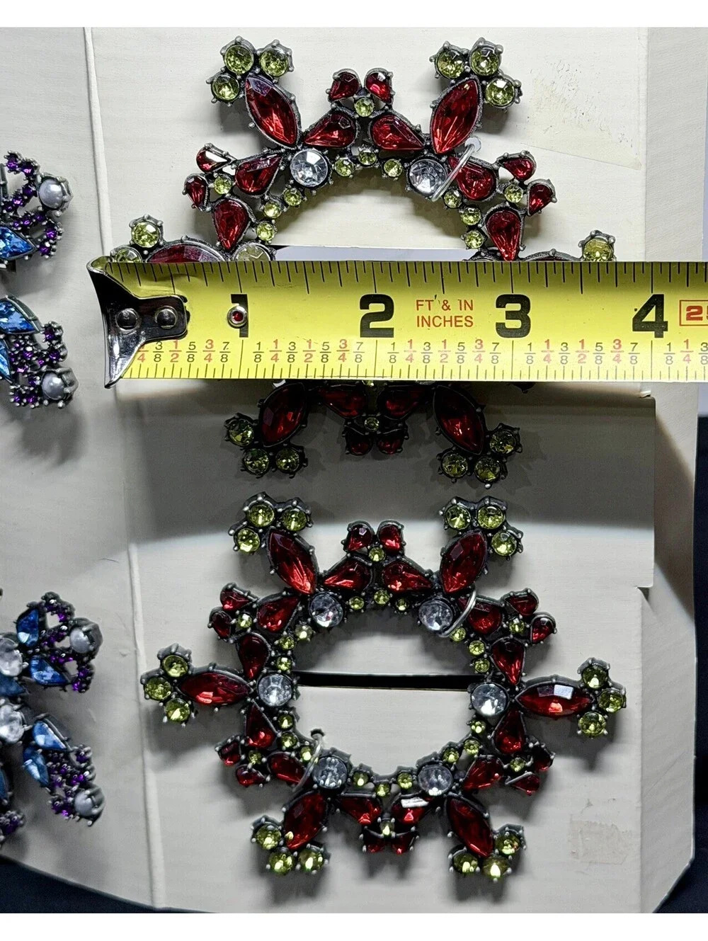 Pottery Barn Set 6 rhinestone Snowflake Napkin Rings Christmas Holiday vintage